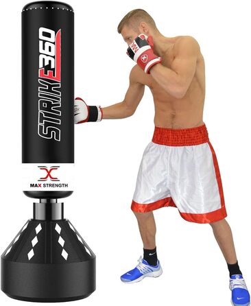 Боксерський мішок на стійці MaxStrength: міцний, для боксу, MMA та фітнесу, 1.7 м/1.8 м (чорний)