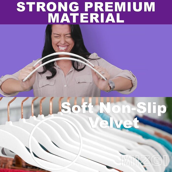 Плечики для одягу MIZGI Premium Heavy Duty, 50 шт. - білі