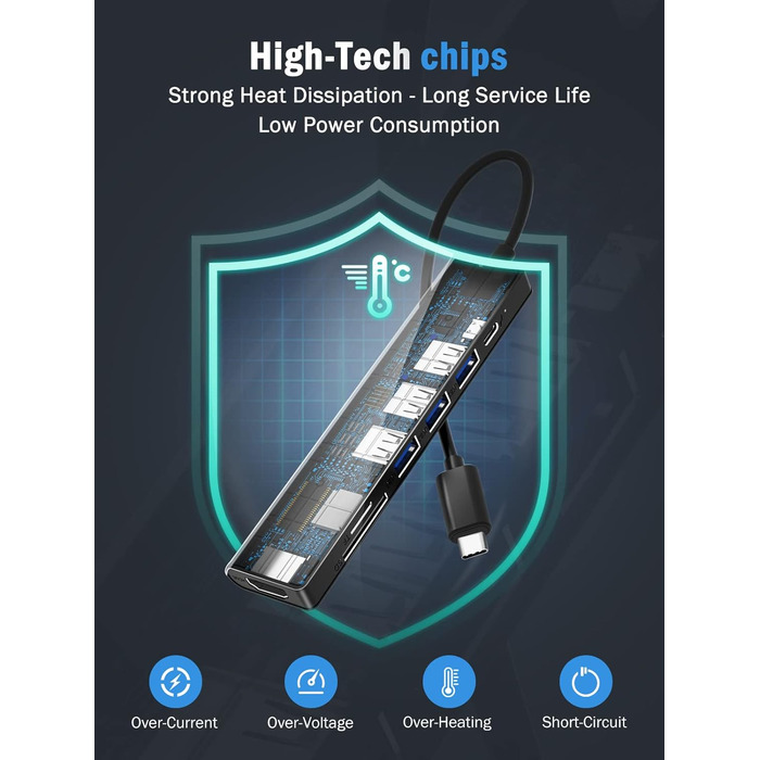 Lemorele Док-станція USB C хаб 11 в 1: 2*HDMI 4K, 3 USB 3.0/2.0, VGA, PD 100W, Audio, SD/TF, для Windows, MacBook, Dell, HP, Lenovo, Surface