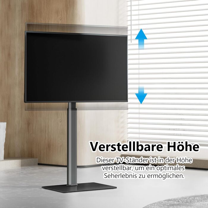 FITUEYES Adjustable TV Stand - Swivel & Tilt Floor Stand for 19-42 inch Flat & Curved TVs (up to 35kg, VESA 200x200) - White/Black