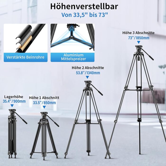 Штатив відео SIRUI AVT-11 з 360° Fluid-головкою, 180 см, для DSLR/Camcorder, алюміній, вантажопідйомність 10 кг