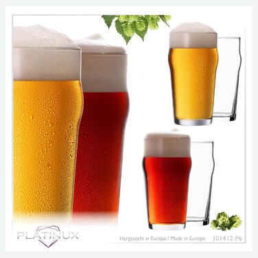 Набір склянок для пива PLATINUX 6 шт, 500 мл (макс. 568 мл) - Pint, Weizen, високі склянки для пива