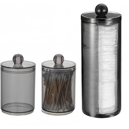 Диспенсер для ватних паличок та дисків з PET пластику, чорний (BLACK-C)