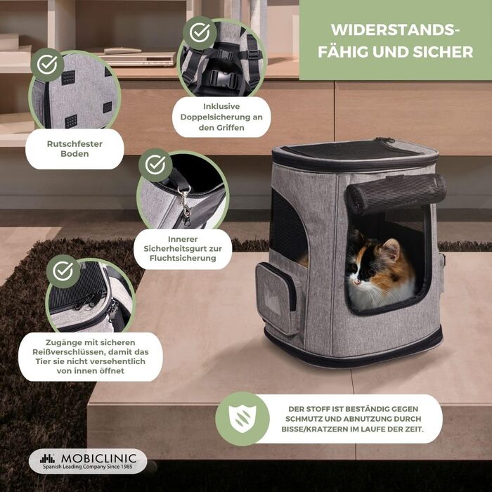 Рюкзак для котів та собак Mobiclinic® Pets Thor, сучасний, складний, з сітчастими вікнами, аксесуарами, подвійними ручками, регульований, 30x25x40 см