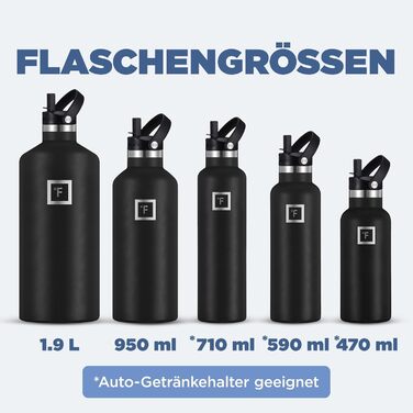 Термос-пляшка IRON °FLASK з нержавіючої сталі з 3 кришками - ізольована, герметична, для спорту, школи, фітнесу, кемпінгу. Без BPA