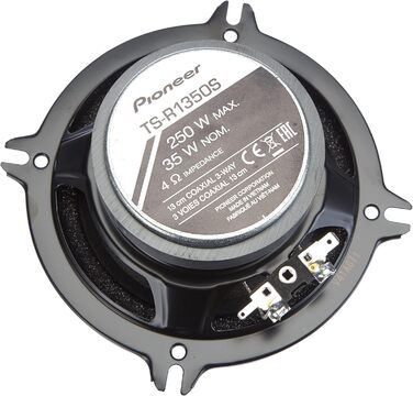 Автомобільна коаксіальна акустика Pioneer TS-R1350S 13 см, 3-смугові динаміки, 2 шт, 250 Вт, IMPP мембрана, монтажна глибина 47 мм, з решіткою