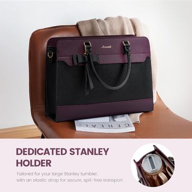 LOVEVOOK Сумка для ноутбука 15.6 дюймів, жіноча, велика, шкіряна, для роботи, навчання, офіційна, універсальна, на плечі, тоут, шкіряна сумка LOVEVOOK Violett-schwarz