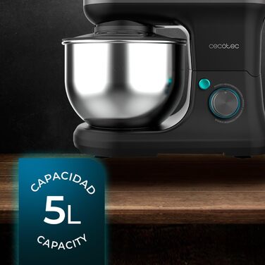 Кухонний комбайн Cecotec Cecomixer 250W, 3л, чаша з нержавіючої сталі, 5 функцій, 6 швидкостей (Чорний)
