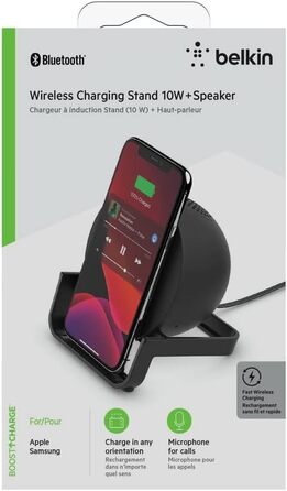 Belkin SoundForm Charge: Bluetooth-динамік з бездротовим зарядним пристроєм (Чорний)