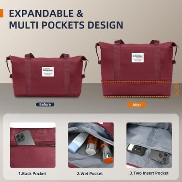 Чемодан SHOWKOO з жорстким корпусом, XL, червоний (Set): розширюваний, з TSA-замком, 4 колеса, з набором аксесуарів (сумка для подорожей, туалетна сумка)