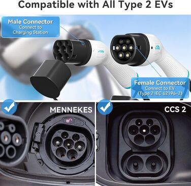 Кабель для зарядки електромобіля 22kW 32A Typ 2 (7м) | IP55 | для електромобілів та гібридів | з сумкою для зберігання