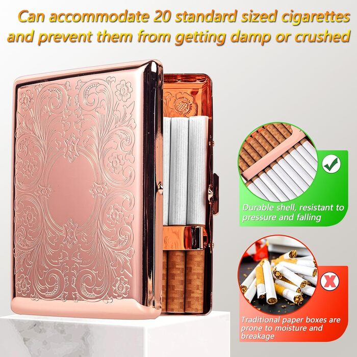 Металеве табакерка в стилі ретро, рожевий, для 20 сигарет 100mm, захисний портмоне