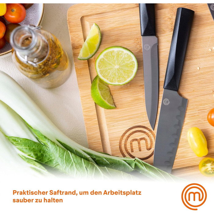 Набір дерев'яних обробних дощок MasterChef: великий (38x27.5 см), середній (34x23.5 см), маленький (23x15 см) з жолобом для соку