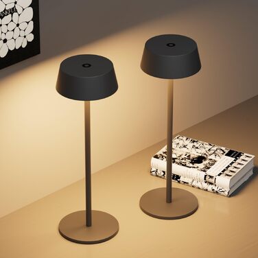 Акумуляторна LED настільна лампа Klighten з димером, сенсорна, металева (алюміній), IP54, тепле світло 3000K, антрацит