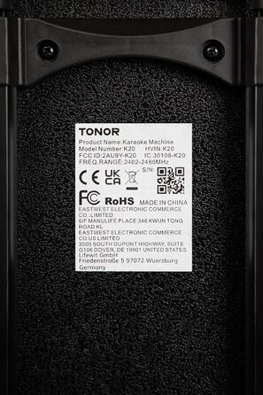 Караоке система TONOR K20 з 2 мікрофонами, Bluetooth, світлодіодна куля, для дому та відпочинку