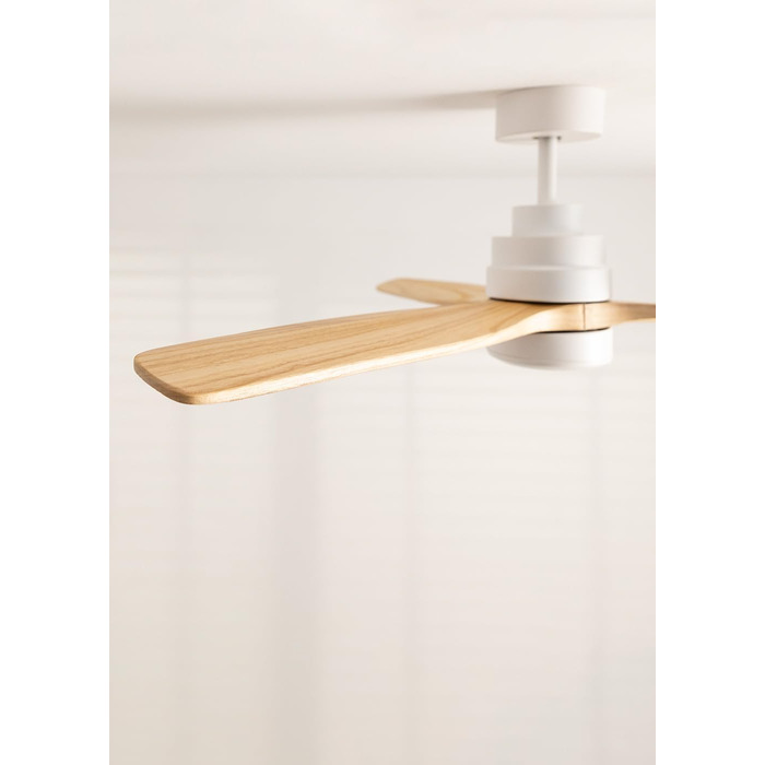 Вентилятор стельовий CREATE Windstylance Natural Wood з підсвіткою, білий, WiFi, пульт, 132 см, 40W, двосторонній (дерев'яні лопаті)