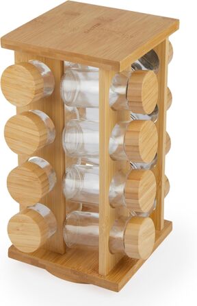 Спецівник Salter Bambus BW12777EU7 з бамбука – обертовий, 16 баночок, кришки, для зберігання спецій