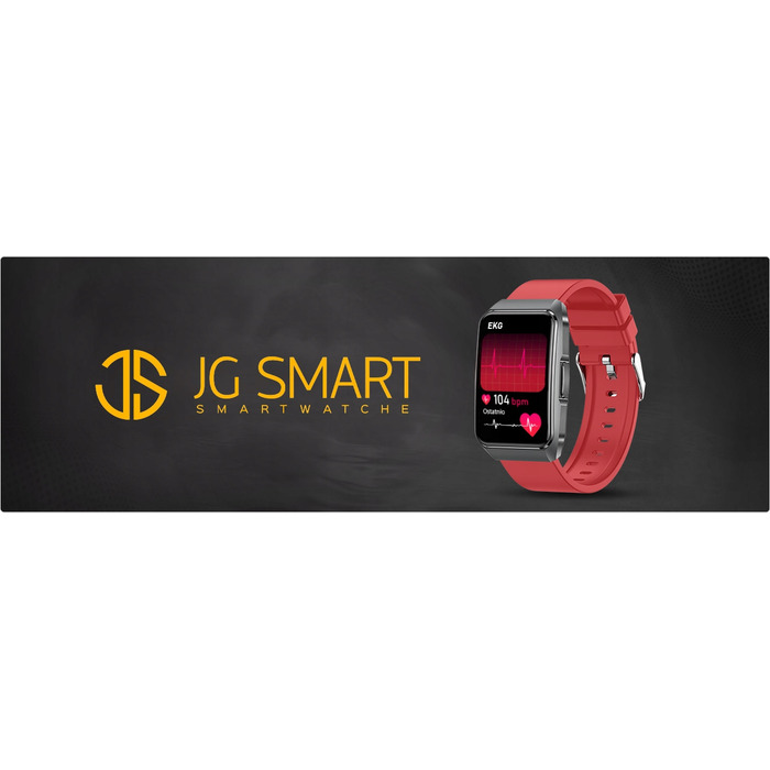 Смарт-годинник для літніх людей JG Smart EKG-650, українське меню, червоний