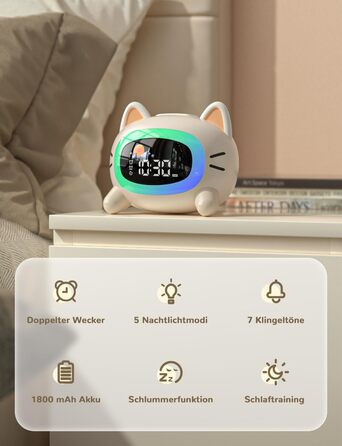 LIORQUE Alarm Clock Kids Light Alarm Clock Kids Sleep Trainer Kids Night Light Dual Alarm Sleep Training Sound Machine Rechargeable Kids Alarm Clock Toddler Boys Girls