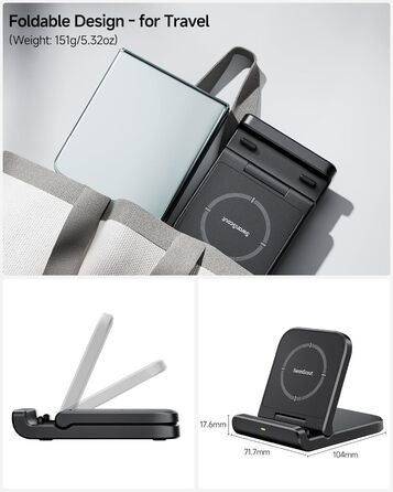 Бездротова зарядка SwanScout для Samsung Galaxy Z Flip 7/7 FE, 6/5/4/3 та Moto Razr 60/50/40 (Ultra), SwanScout 501S (чорний)