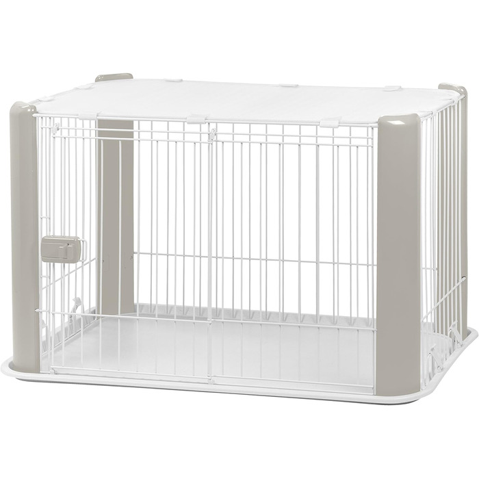 Забіг для цуценят Iris Ohyama з дверцятами та знімним дахом, H60 см, білий. Ідеально для собак та котів, для використання в приміщенні та на вулиці. Забіг для цуценят, вольєр для собак, загін для собак, вольєр для котів. CLS-1130, середній розмір з дахом 