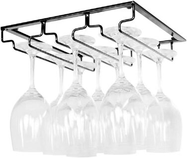 Підставка для келихів FIAMER – 3 ряди, чорний колір, для кухні, бару та ресторану