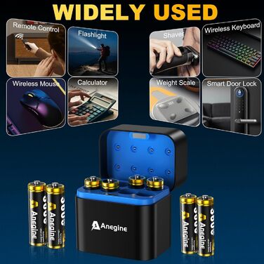 Акумулятори AA Lithium 3600mWh 1.5V з зарядним пристроєм (8 шт.) - до 2000 циклів