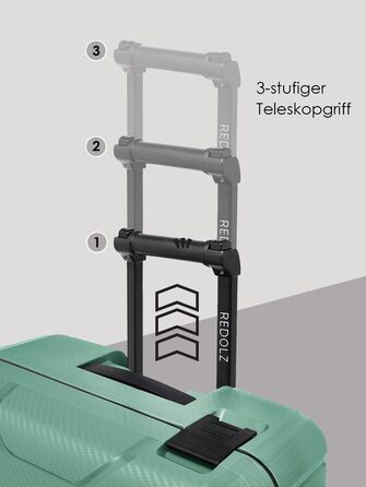 Набір валіз REDOLZ Hartschalen 3-х частинний з поліпропілену | 3-х точковий замок | TSA-замок | для жінок та чоловіків (Essentials 15) Sea Green