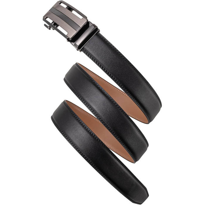 Чоловічий шкіряний ремінь на пряжці, 35 мм, 125 см (для обхвату талії 92-107 см) - чорний