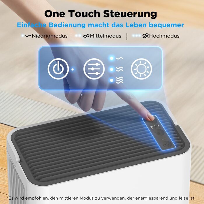 Електричний осушувач повітря тихий Pro-2000ml, 2000 мл, до 650 мл/день, для спальні, ванної кімнати, дому, білий