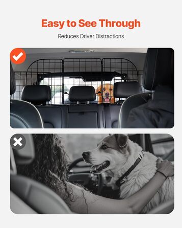 Автобар'єр для собак VEVOR: регульована перегородка, сітка для автомобіля (968 x 405 мм), захист заднього сидіння, універсальний бар'єр для SUV, позашляховиків, вантажівок (складний, 98-162 см * 40 см)