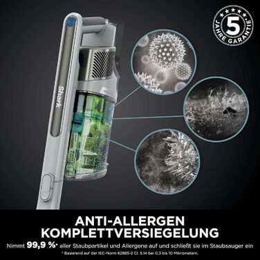 Пылесос Shark PowerPro IZ380EU: аккумуляторный, без мешка, для шерсти животных, аллергиков, ковров и твердых полов, с LED-подсветкой и шарнирным шлангом, Navy Blue (Java Metallic)