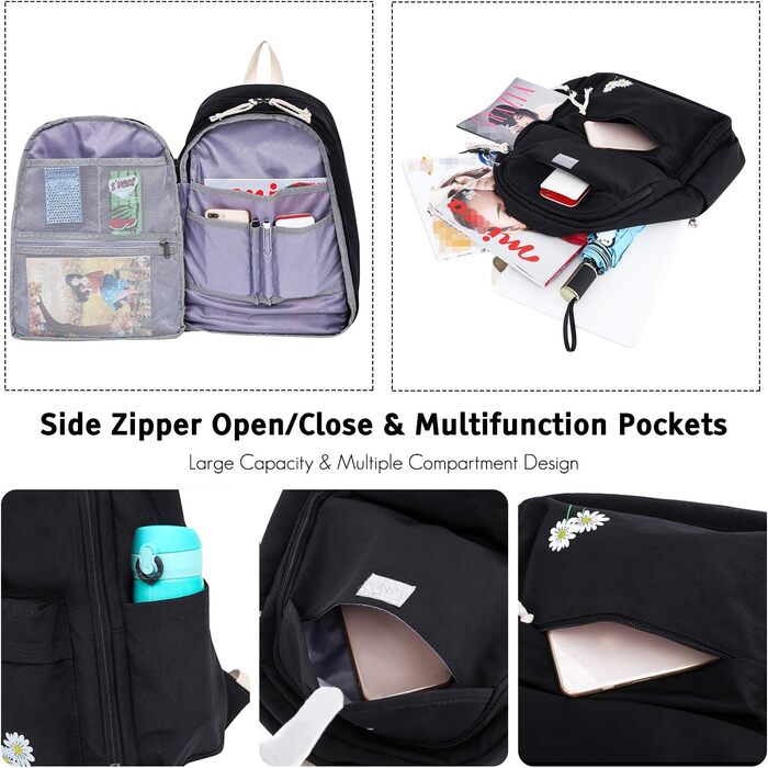 Чорний рюкзак FANDARE для школи, подорожей, універу та повсякденного використання (для хлопців та дівчат, підлітки)