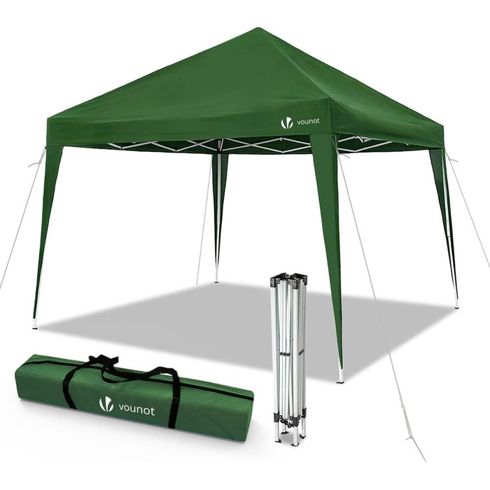 VOUNOT® Folding Pavilion 3x3m, with 4 Sandbags, Pop-Up Folding Pavilion, UV Protection 50+, (Green)