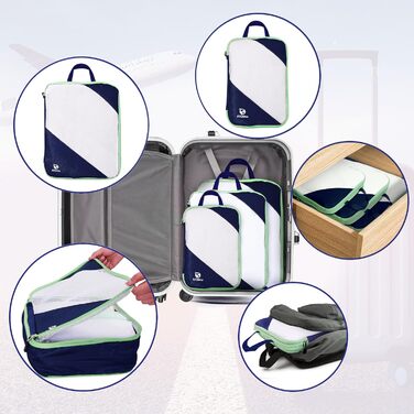 Набір органайзерів для валізи AiQInu: 5 шт. Кубики-компресори для подорожей, з мішком для білизни та взуття, ультралегкі, розширювані