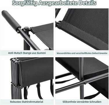 Folding Dog Ramp for Cars - 4 Step Pet Staircase, Up to 80kg, Black - Gentle on Joints