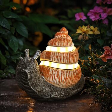 FLOWood Solar Garden Figurines, Snail's Pace Garden Decor for Outdoors with LED Strips, Home Balcony Decoration, Cute Figurines, Kawaii Gifts for Women/Mom, Room Decor for Terrace