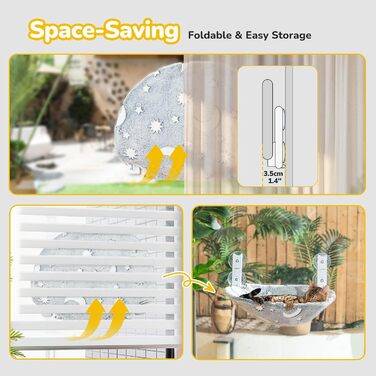 CATISM Гамак для котів на вікно з подушкою, до 20 кг, 52x30 см, сірий