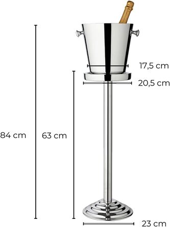 EDZARD Sparkling Wine Cooler Valencia - Stainless Steel - Bottle Cooler, Champagne Cooler incl. Stand - Drink Cooler for 1 Bottle - Bowl for Wine, Sparkling Wine & Ice Cubes - Wine Cooler Hammered with Handles (Smooth)