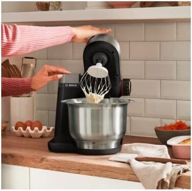 Bosch MUMS2VM00 Kitchen Appliance, Series 2 - 900 W, 7 Speed Settings + Turbo, Baking Set, 3.8 l Stainless Steel Bowl Black