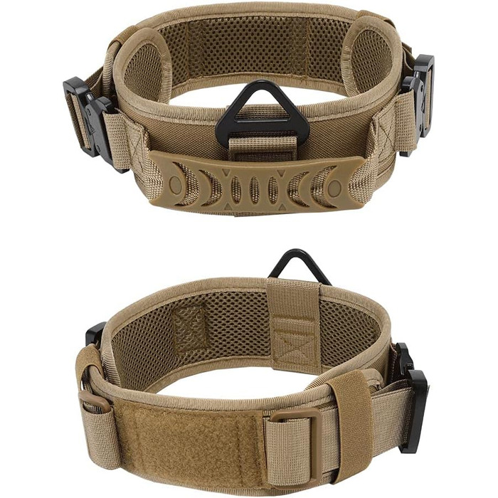 Тактичний нашийник для собак з контролем, 7 см, з двома пряжками, для великих собак (відбиваючий, чорний)