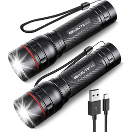 LED ліхтар Gearlite, 2000 люмен, 3 режими, Zoom, IP65, водонепроникний, чорний