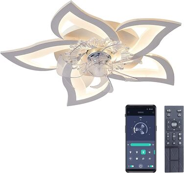 Тихий стельовий вентилятор з підсвічуванням Leise, LED, диммування, 5 ламп, 69 см, білий