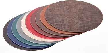 Nikalaz Placemats and Coasters made of Recycled Leather, Table Sets, 2 Piece Table Mats, Placemats 33 cm (Crocodile Embossing) (Petrol Green)