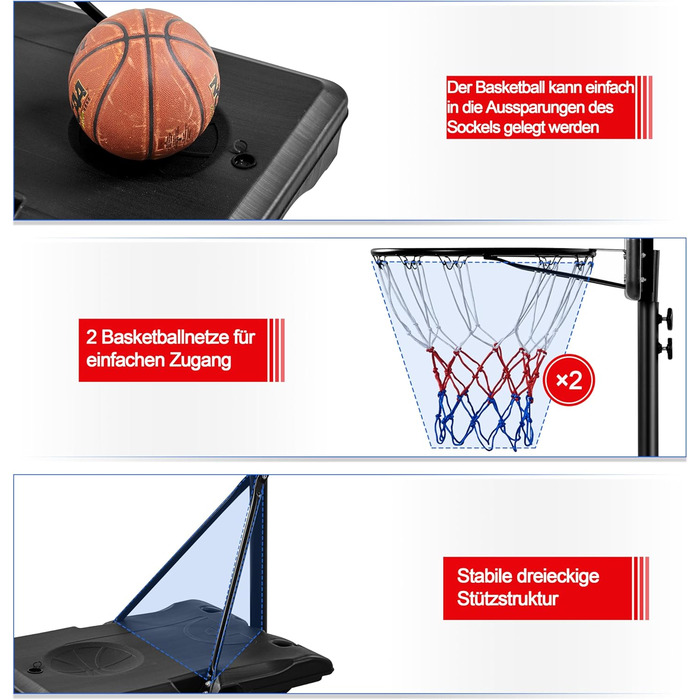 Yaheetech Adjustable Height Basketball Stand with Wheels - Portable Basketball System with Fillable Base - Indoor/Outdoor Basketball Hoop (249cm)
