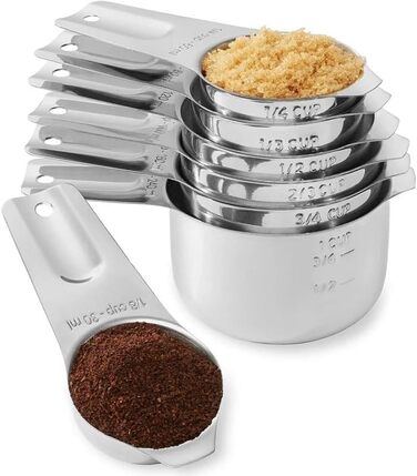 7-Piece Measuring Cup Set, Stainless Steel Nesting Measuring Cups