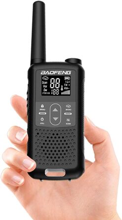 Baofeng GT-22, license-free PMR 446 Walkie Talkie Set, professional radio, up to 3km range, 16 channels, rechargeable radio with headset (2 pieces)