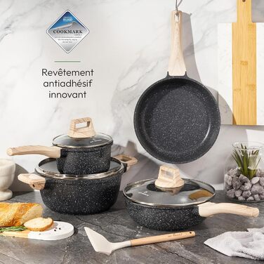 Набір посуду JUST PERFECTO Induktion: каструлі та сковороди з антипригарним покриттям (без PTFE та PFOA) - Чорний