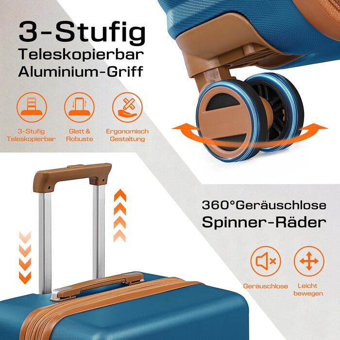 Чемодан Joyway ABS з розширенням, набір 4-х коліс та TSA-замком. В комплекті: сумка та косметичка (Блакитний, M)