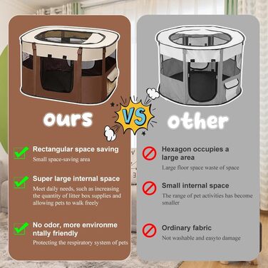 Клітка-вигул для цуценят та собак, складана, 70x55x40 см (колір кавовий)